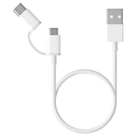 Cable USB 2.0 Xiaomi SJV4083TY- USB Macho - Micro USB Macho- USB Tipo-C Macho- 30cm- Blanco