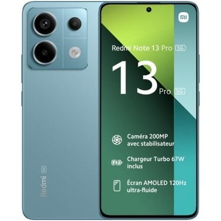 Smartphone Xiaomi Redmi Note 13 Pro NFC 8GB- 256GB- 6.67'- 5G- Verde Azulado