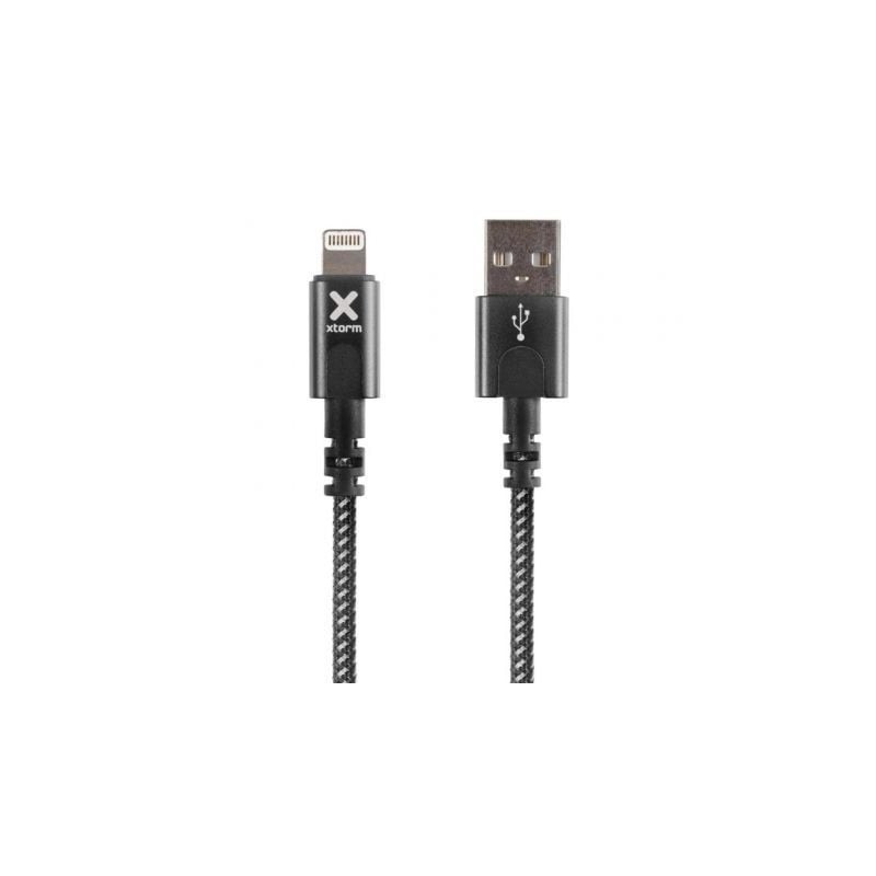 Cable USB 2.0 Lightning Xtorm CX2021- USB Macho - Lightning Macho- Hasta 12W- 480Mbps- 3m- Negro