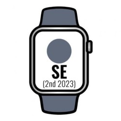 Apple Watch SE 2 Gen 2023- GPS- Cellular- 44mm- Caja de Aluminio Plata- Correa Deportiva Azul Tempestad M-L