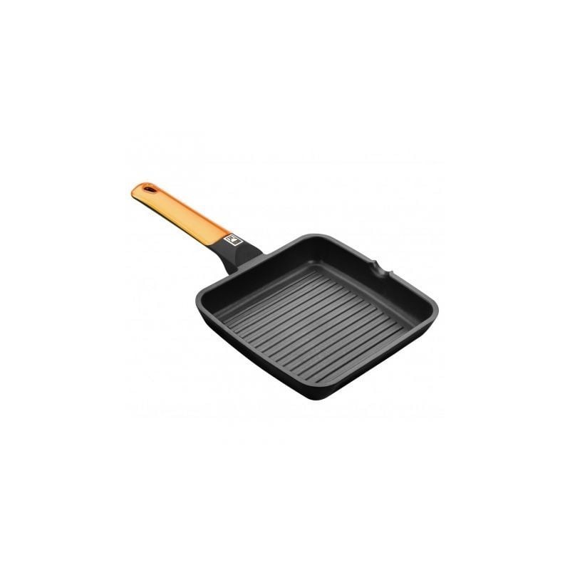 ASADOR GRILL EFFICIENT ORANGE RAYAS BRA A281428 - 28X28CM - ESPESOR 6MM - ALUMINIO FUNDIDO - TEFLÓN ANTIADHERENTE PLATINUM PL