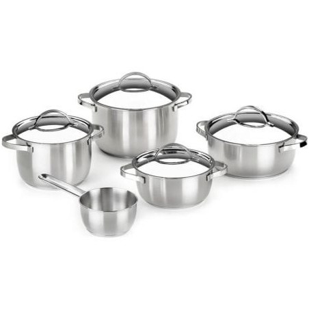 Pack Batería de Cocina Bra Ancora A399908- Cacerola Ø20cm- Cacerola Ø24cm- Cazo Ø14cm- Olla Ø20cm- Olla Ø24cm- Acero Inoxidab