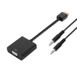 Conversor Aisens A122-0126- HDMI Macho - VGA Hembra- Jack 3.5 Hembra- 10cm- Negro