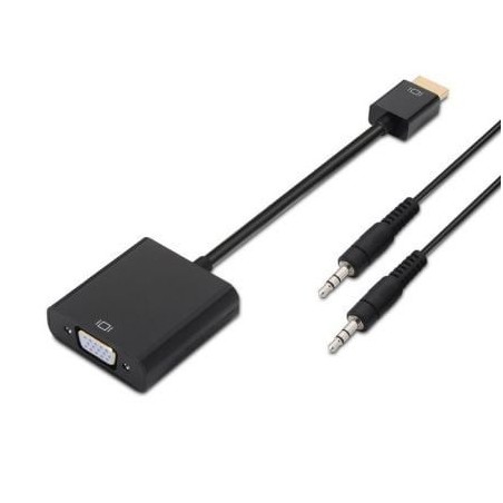 Conversor Aisens A122-0126- HDMI Macho - VGA Hembra- Jack 3.5 Hembra- 10cm- Negro