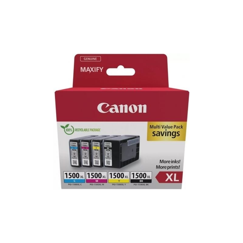 Cartucho de Tinta Original Canon PGI-1500XL Multipack Alta Capacidad- Cian- Magenta- Amarillo- Negro