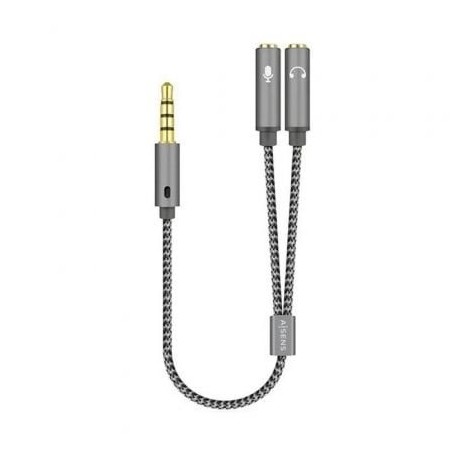 Adaptador Aisens A128-0415- Jack 3.5 Macho - 2x Jack 3.5 Hembra- 25cm- Gris