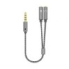 Adaptador Aisens A128-0415- Jack 3.5 Macho - 2x Jack 3.5 Hembra- 25cm- Gris