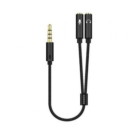 Adaptador Aisens A128-0416- Jack 3.5 Macho - 2x Jack 3.5 Hembra- 25cm- Negro