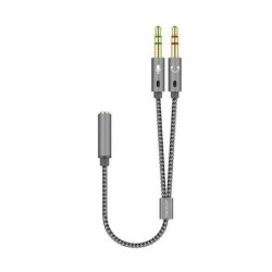 Adaptador Aisens A128-0417- Jack 3.5 Hembra - 2x Jack 3.5 Macho- 25cm- Gris
