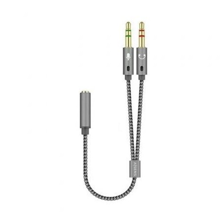 Adaptador Aisens A128-0417- Jack 3.5 Hembra - 2x Jack 3.5 Macho- 25cm- Gris