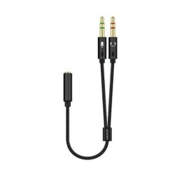 Adaptador Aisens A128-0418- Jack 3.5 Hembra - 2x Jack 3.5 Macho- 25cm- Negro