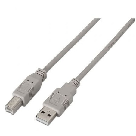 Cable USB 2.0 Impresora Aisens A101-0002- USB Tipo-B Macho - USB Macho- Hasta 2.5W- 60Mbps- 1.8m- Beige