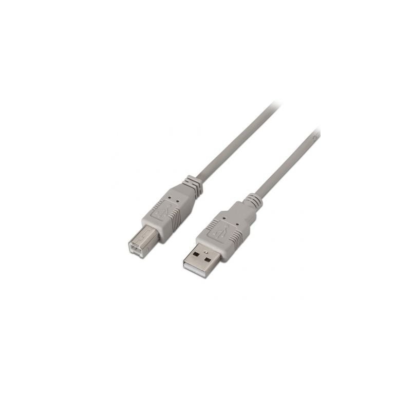 Cable USB 2.0 Impresora Aisens A101-0004- USB Tipo-B Macho - USB Macho- Hasta 2.5W- 60Mbps- 4.5m- Beige