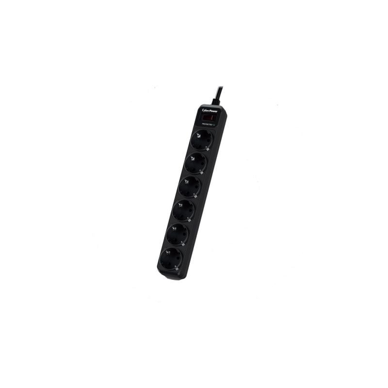 Regleta con interruptor Cyberpower B0620SC0-DE- 6 Tomas de corriente- Cable 1.8m- Negra