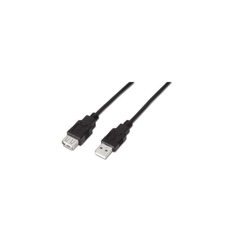 Cable Alargador USB 2.0 Aisens A101-0015- USB Macho - USB Hembra- Hasta 2.5W- 60Mbps- 1m- Negro