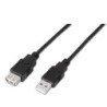 Cable Alargador USB 2.0 Aisens A101-0017- USB Macho - USB Hembra- Hasta 2.5W- 60Mbps- 3m- Negro
