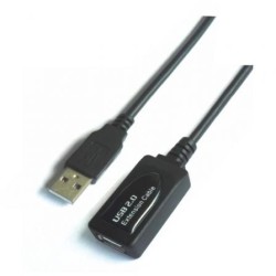Cable Alargador USB 2.0 Aisens A101-0019- USB Macho - USB Hembra- Hasta 2.5W- 60Mbps- 10m- Negro