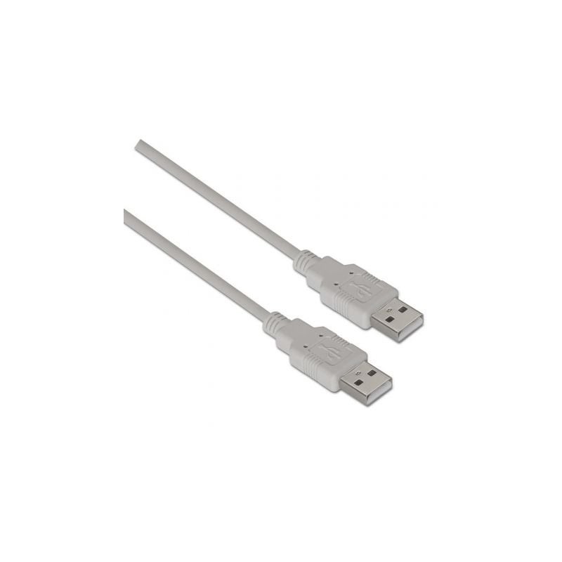 Cable USB 2.0  Aisens A101-0021- USB Macho - USB Macho- Hasta 2.5W- 60Mbps- 1m- Beige