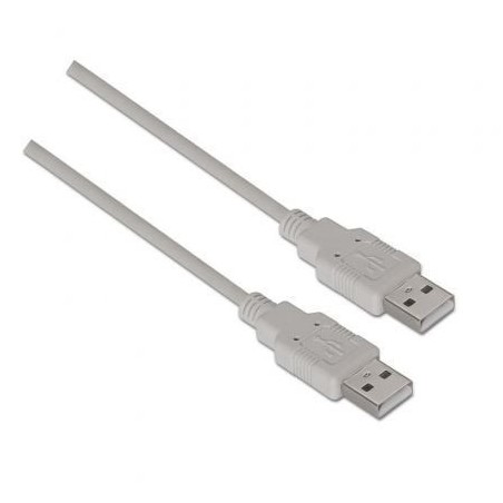 Cable USB 2.0 Aisens A101-0022- USB Macho - USB Macho- Hasta 2.5W- 60Mbps- 2m- Beige