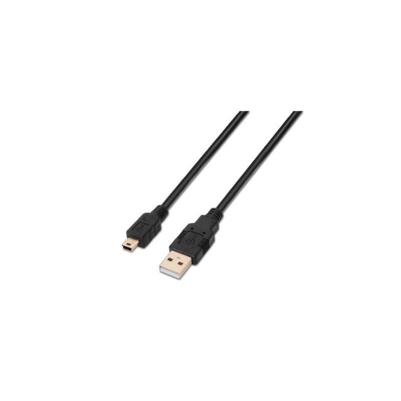 Cable USB 2.0 Aisens A101-0023- USB Macho - USB Mini Macho- Hasta 2.5W- 60Mbps- 50cm- Negro