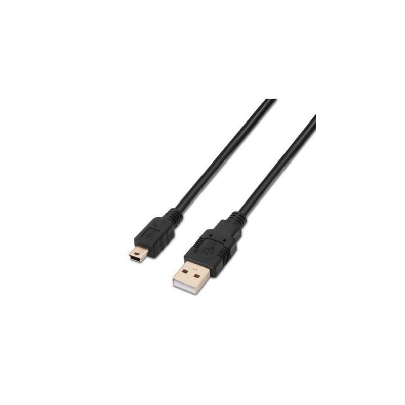 Cable USB 2.0 Aisens A101-0024- USB Macho - MiniUSB Macho- Hasta 2.5W- 60Mbps- 1m- Negro
