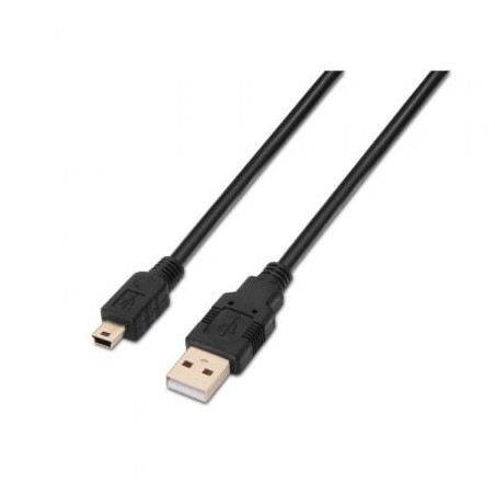 Cable USB 2.0 Aisens A101-0025- USB Macho - USB Mini- Hasta 2.5W- 60Mbps- 1.8m- Negro