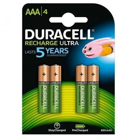 Pack de 4 Pilas AAA Duracell HR03-A- 1.2V- Recargables
