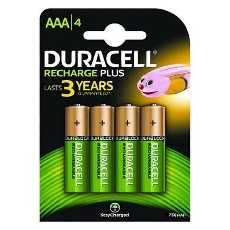 Pack de 4 Pilas AAA Duracell HR3-B- 1.2V- Recargables