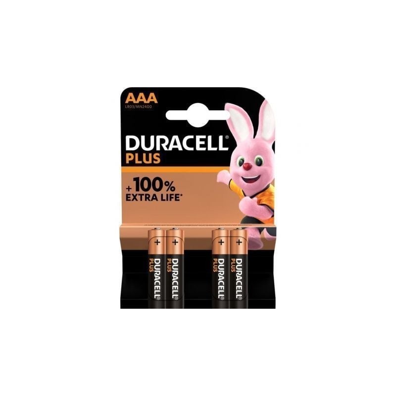Pack de 4 Pilas AAA Duracell Plus MN2400- 1.5V- Alcalinas