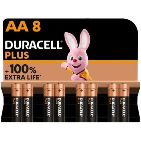 Pack de 8 Pilas AA Duracell Plus Extra Life LR6-MN1500AA8- 1.5V- Alcalinas
