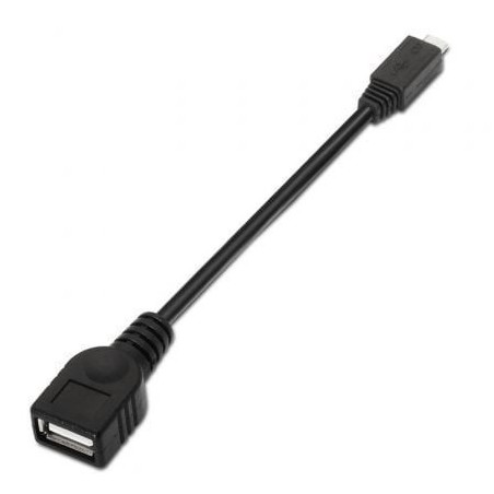 Cable USB 2.0 Aisens A101-0031- MicroUSB Macho - USB Hembra- Hasta 2.5W- 60Mbps- 15cm- Negro