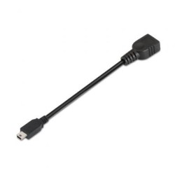 Cable USB 2.0 Aisens A101-0033- MiniUSB Macho - USB Hembra- Hasta 2.5W- 60Mbps- 15cm- Negro