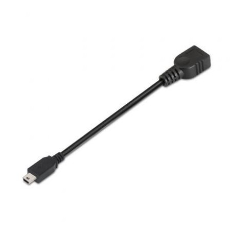 Cable USB 2.0 Aisens A101-0033- MiniUSB Macho - USB Hembra- Hasta 2.5W- 60Mbps- 15cm- Negro