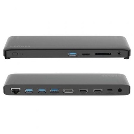 Docking USB Tipo-C 2-Power DOC0117A- 4xUSB- 1xUSB Tipo-C PD- 2xHDMI- 1xDisplayPort- 1xJack- 1xRJ45- 1xLector Tarjetas SD- Gri