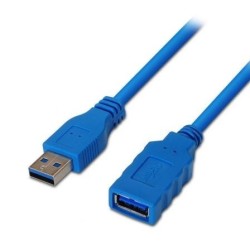 Cable Alargador USB 3.0 Aisens A105-0045- USB Macho - USB Hembra- Hasta 9W- 625Mbps- 1m - Azul