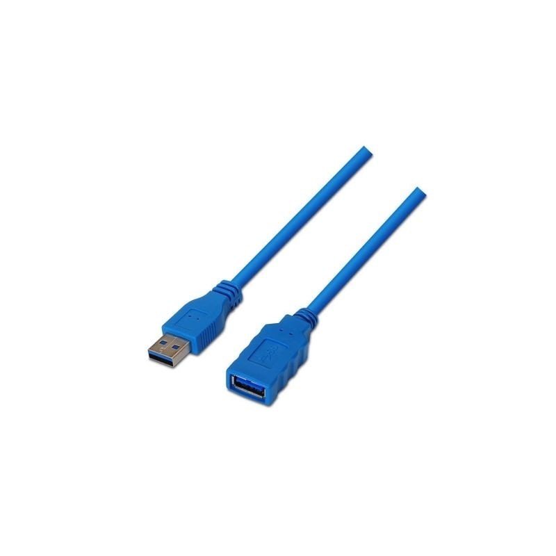 Cable Alargador USB 3.0 Aisens A105-0046- USB Macho - USB Hembra- Hasta 9W- 625Mbps- 2m- Azul