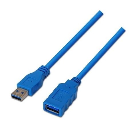 Cable Alargador USB 3.0 Aisens A105-0046- USB Macho - USB Hembra- Hasta 9W- 625Mbps- 2m- Azul
