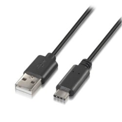 Cable USB 2.0 Tipo-C Aisens A107-0050- USB Tipo-C Macho - USB Macho- Hasta 9W- 625Mbps- 50cm- Negro