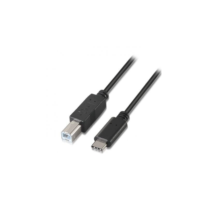 Cable USB 2.0 Impresora Aisens A107-0053- USB Tipo-C Macho - USB Tipo-B Macho- Hasta 9W- 625Mbps- 1m- Negro