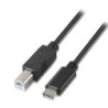Cable USB 2.0 Impresora Aisens A107-0053- USB Tipo-C Macho - USB Tipo-B Macho- Hasta 9W- 625Mbps- 1m- Negro