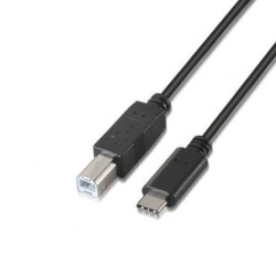 Cable USB 2.0  Impresora Aisens A107-0054- USB Tipo-C Macho - USB Tipo-B Macho- Hasta 9W- 625Mbps- 2m- Negro