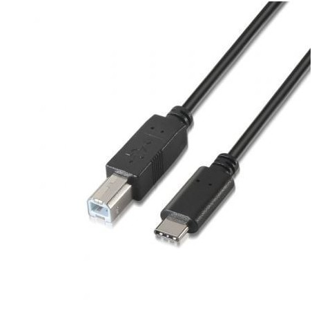 Cable USB 2.0  Impresora Aisens A107-0054- USB Tipo-C Macho - USB Tipo-B Macho- Hasta 9W- 625Mbps- 2m- Negro