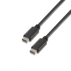 Cable USB 2.0 Tipo-C Aisens A107-0055- USB Tipo-C Macho - USB Tipo-C Macho- Hasta 9W- 625Mbps- 50cm- Negro
