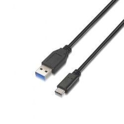 Cable USB 3.1 Tipo-C Aisens A107-0060- USB Tipo-C Macho - USB Macho- Hasta 27W- 625Mbps- 1m- Negro