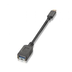Cable USB 3.1 Tipo-C Aisens A107-0062- USB Tipo-C Macho - USB Hembra- Hasta 27W- 625Mbps- 15cm- Negro