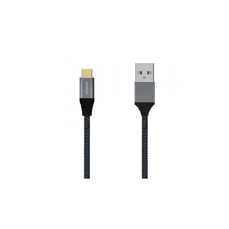 Cable USB 3.1 Tipo-C Aisens A107-0631- USB Tipo-C Macho - USB Macho- Hasta 27W- 1250Mbps- 1m- Gris