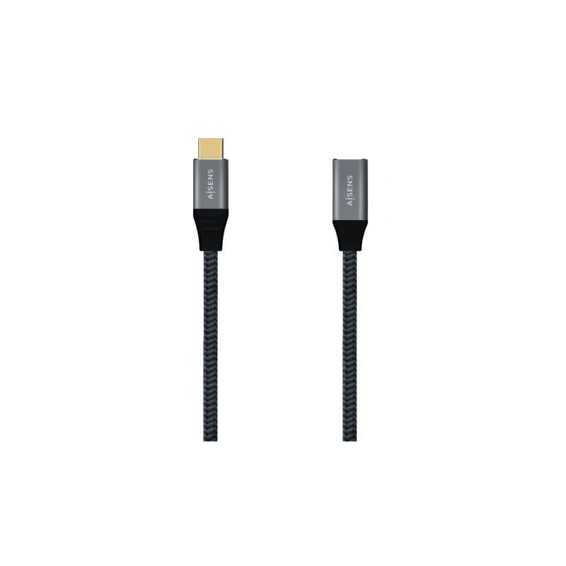 Cable Alargador USB 3.2 Tipo-C Aisens A107-0635 20GBPS 5A 100W- USB Tipo-C Macho - USB Tipo-C Hembra- Hasta 100W- 2500Mbps- 1