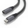 Cable Alargador USB 3.2 Aisens A107-0636- USB Tipo-C Macho - USB Tipo-C Hembra- Hasta 100W- 20Gbps- 2m- Gris
