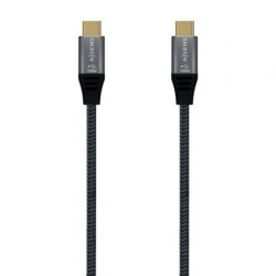 Cable USB 3.2 Tipo-C Aisens A107-0670 20GBPS 100W- USB Tipo-C Macho - USB Tipo-C Macho- Hasta 100W- 2500Mbps- 60cm- Gris