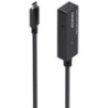 Cable Alargador USB 3.2 con Amplificador Aisens A107-0870- USB Tipo-C Macho - USB Tipo-C Hembra- Hasta 100W- 20Gbps- 10m- Neg